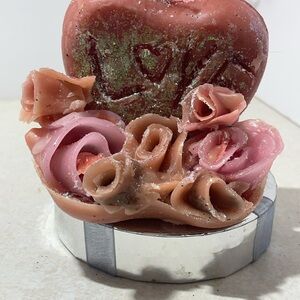 Pink Heart and Rose Candle